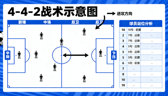 足球战术板示意图与球员站位分析画面